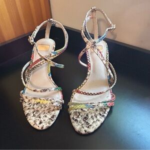 Louise et Cie Sandals Womens 5 Strappy Multicolor Leather Snakeskin
